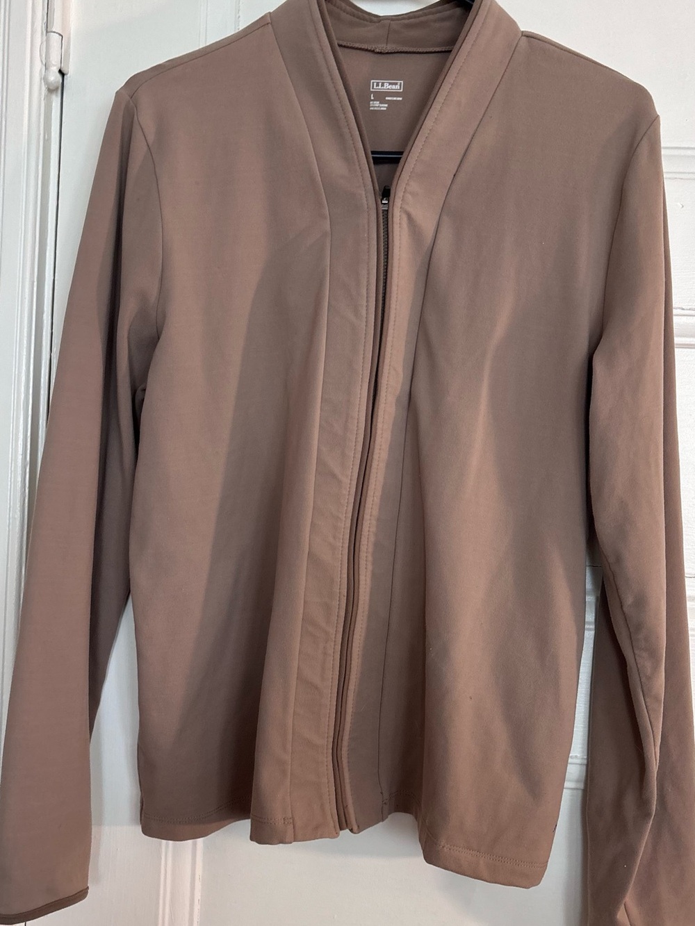 L.L. Bean Women's Taupe Bomber-Style Zip Jacket